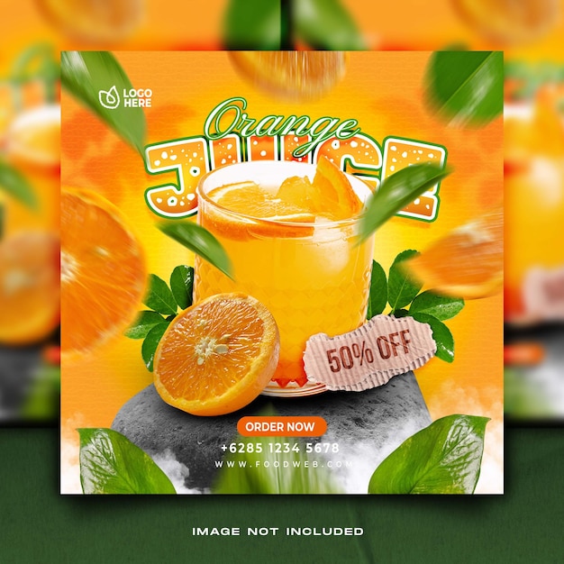 Free PSD orange juice menu social media template