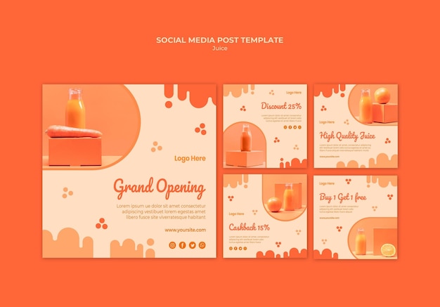 Free PSD orange juice social media posts