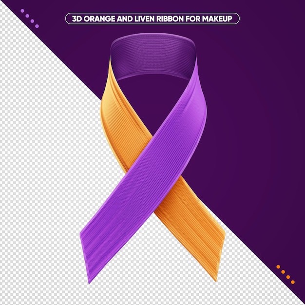 Free PSD orange and lilac 3d ribbon for campaigns