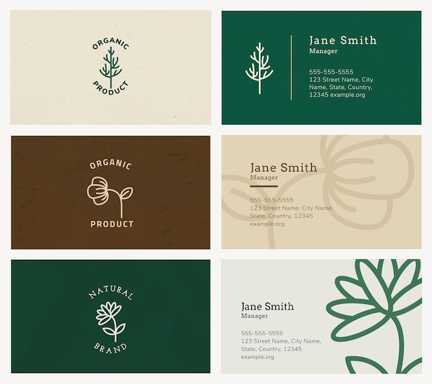 Free PSD organic business card template psd with line art logo set