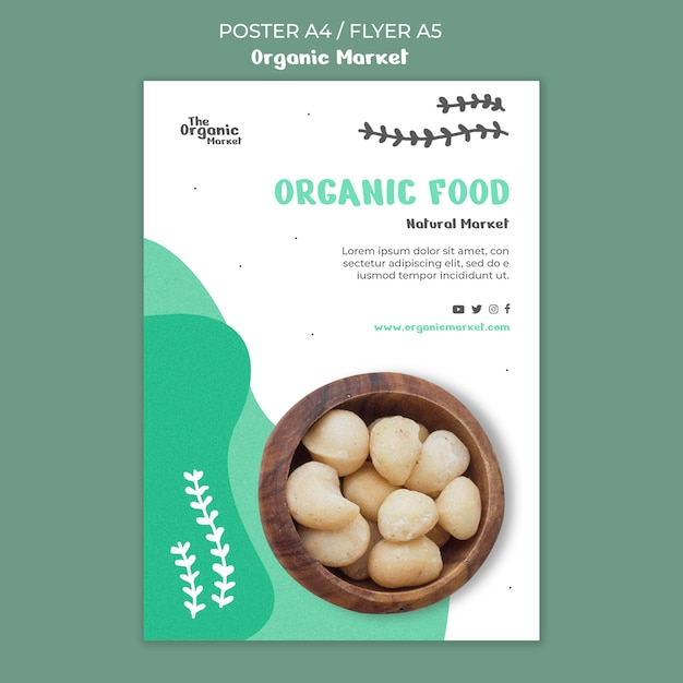 Free PSD organic food flyer template