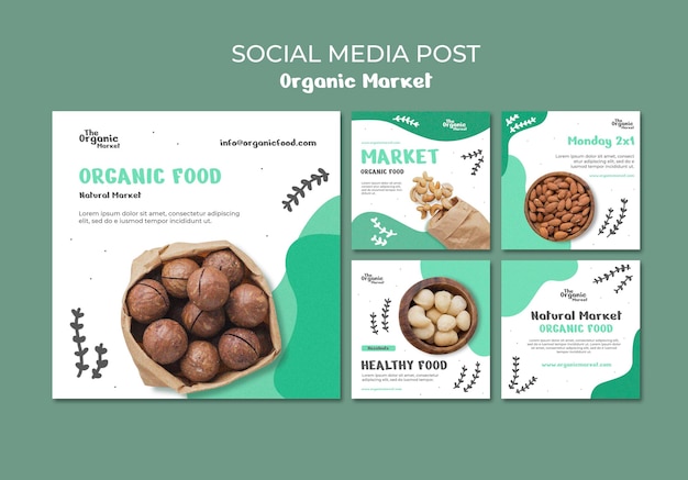 Free PSD organic food social media post template