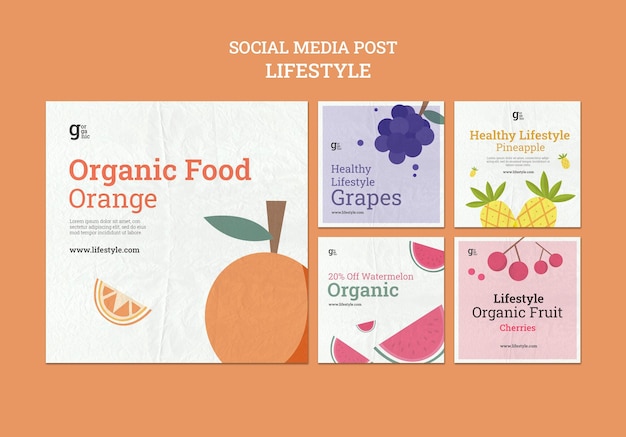 Organic food social media posts