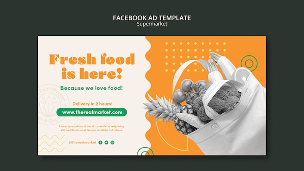 Free PSD organic fresh food social media promo template