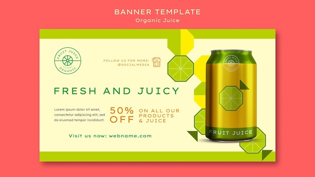 Free PSD organic juice horizontal banner template