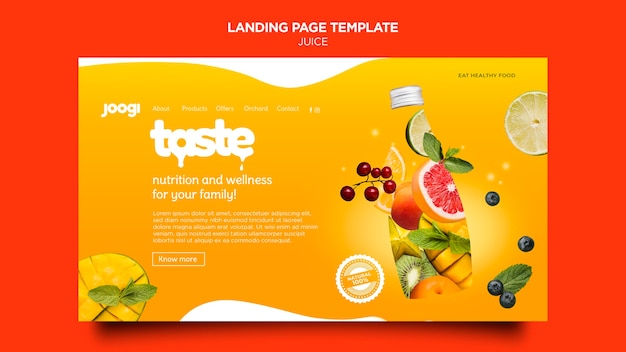 Organic juice landing page