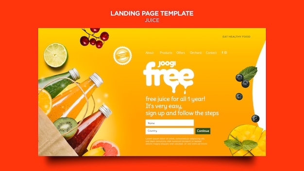 Free PSD organic juice landing page