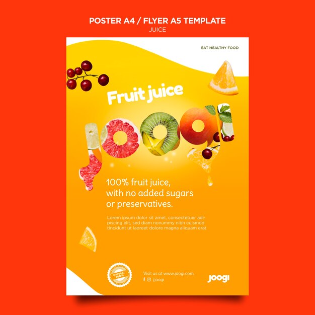 Organic juice poster template