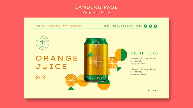 Free PSD organic juice  web template