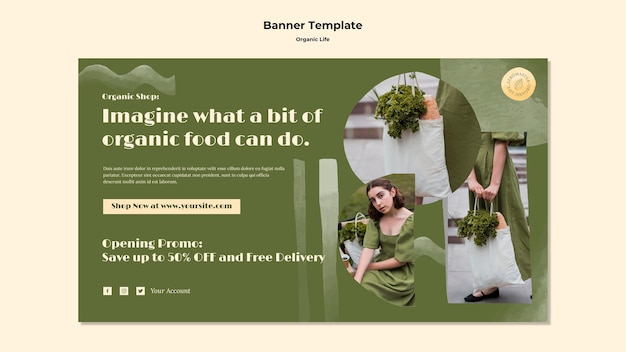 Free PSD organic life banner template