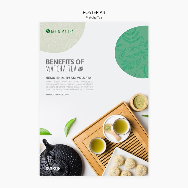 Free PSD organic matcha tea poster