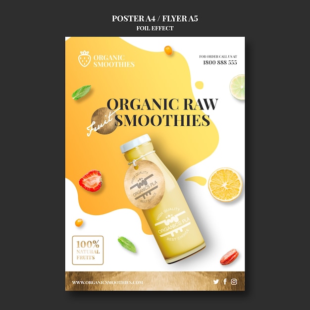 Free PSD organic smoothies template poster