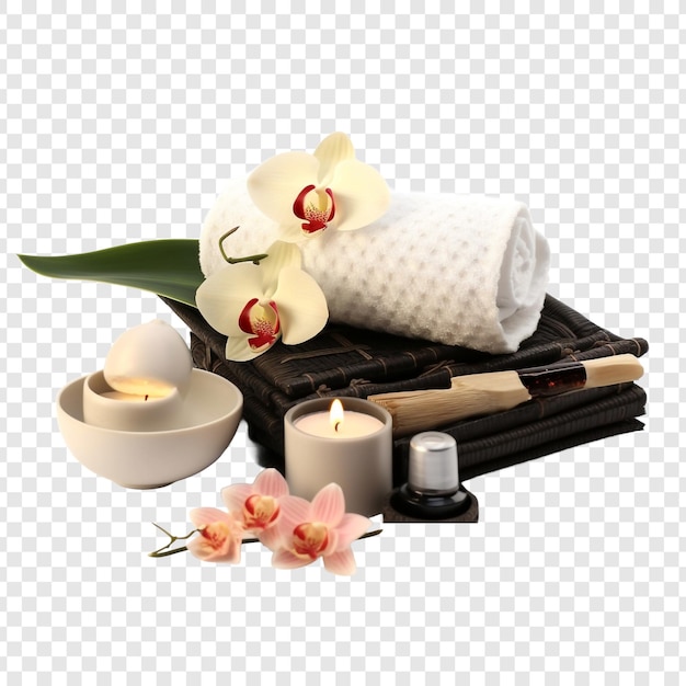 Free PSD oriental massage products and equipment including spa accessories isolated on transparent background