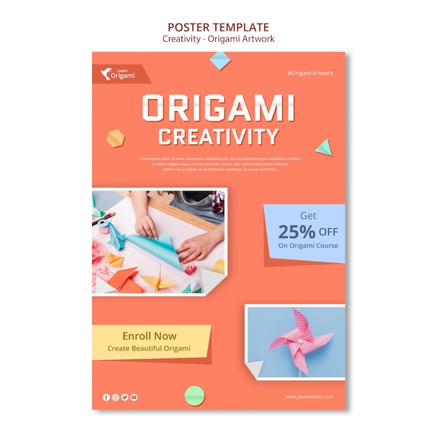 Free PSD origami artwork poster template