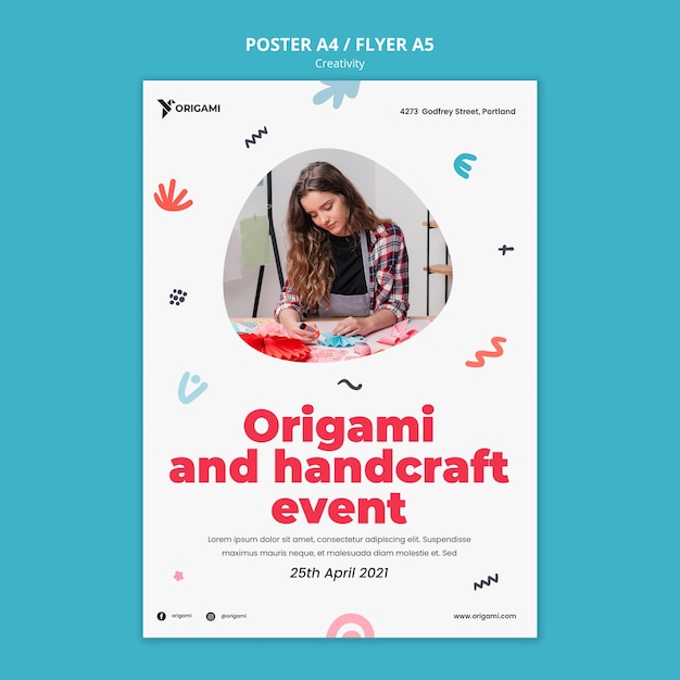 Origami event poster template