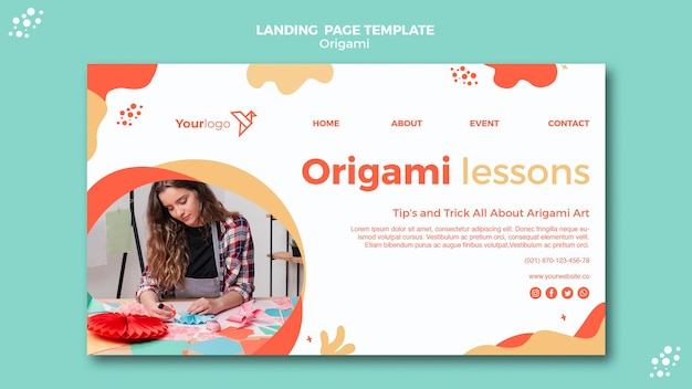 Free PSD origami landing page design