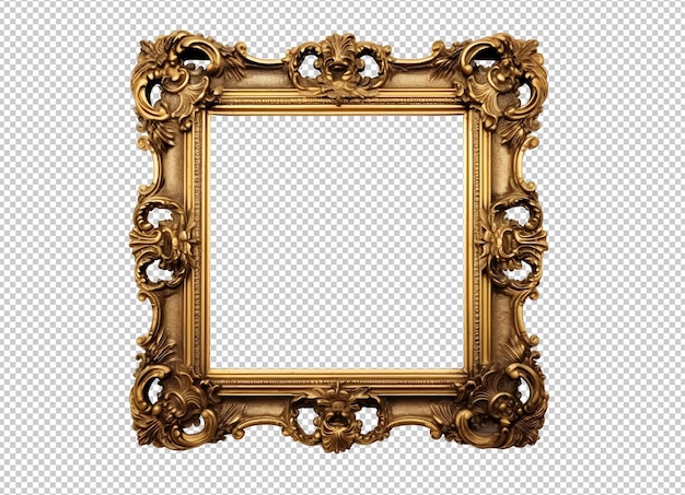 Free PSD ornament golden luxury photo frame isolated on background