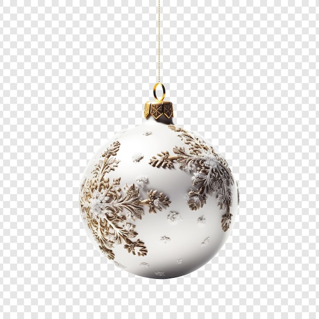 Free PSD ornament hanging in snow during christmas isolated on transparent background