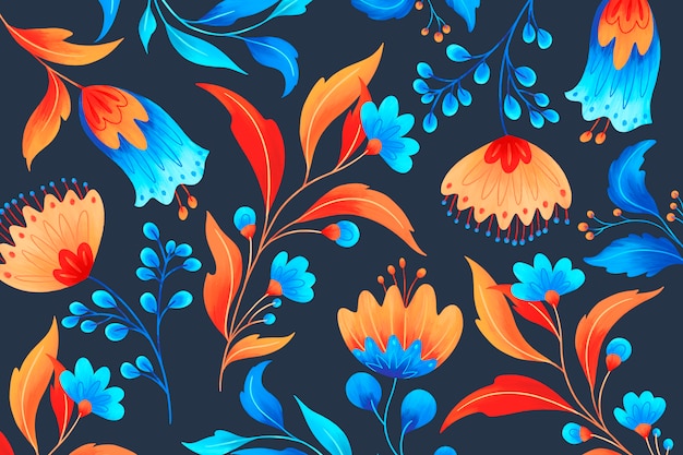 Ornamental Floral Pattern with Romantic Flowers