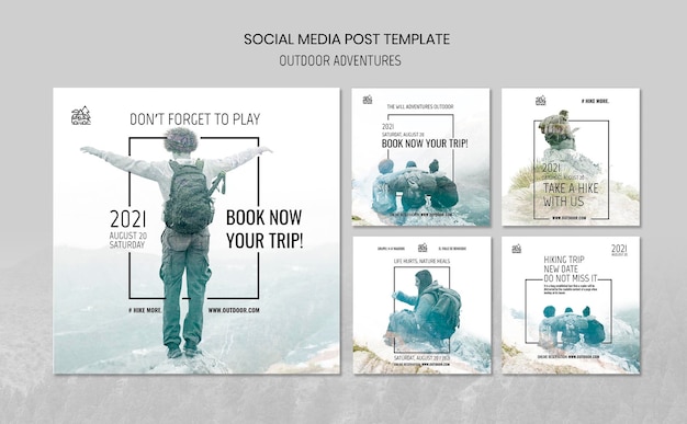 Free PSD outdoor adventures concept social media post template