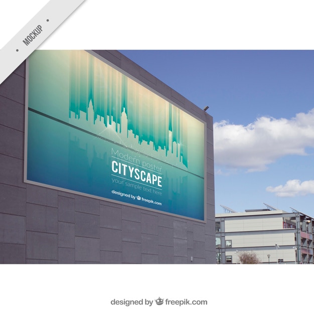 Free PSD outdoor billboard of cityscape