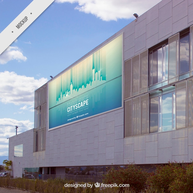 Free PSD outdoor billboard on a modern building