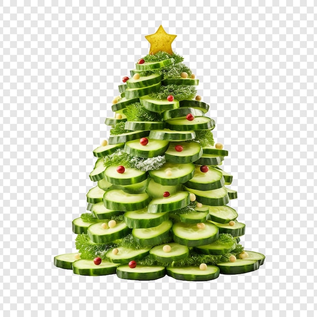 Free PSD outdoor christmas tree made with cucumber bread and cheese isolated on transparent background