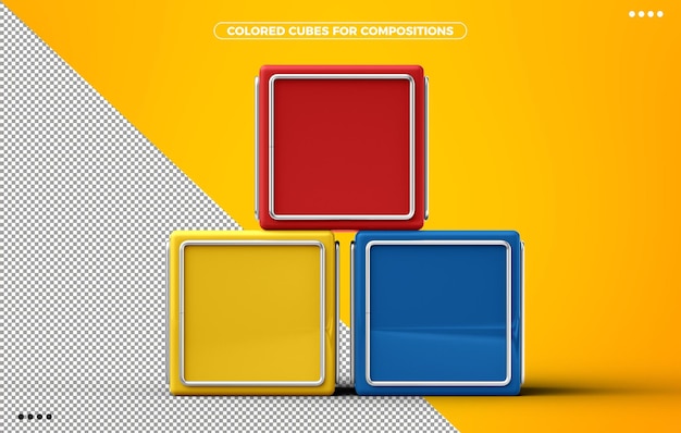 Free PSD pack of colored 3d cubes