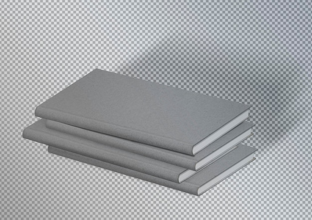 Pack of isolated grey textured books