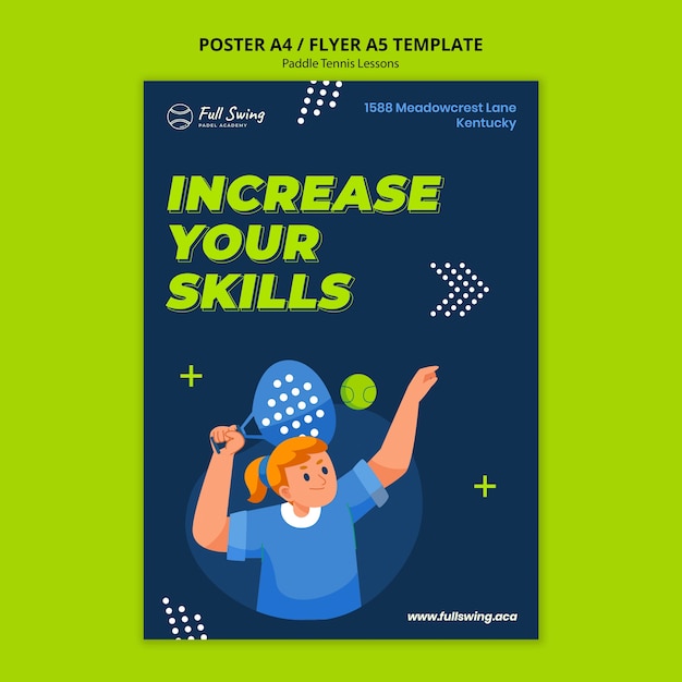 Free PSD paddle lessons poster/flyer template