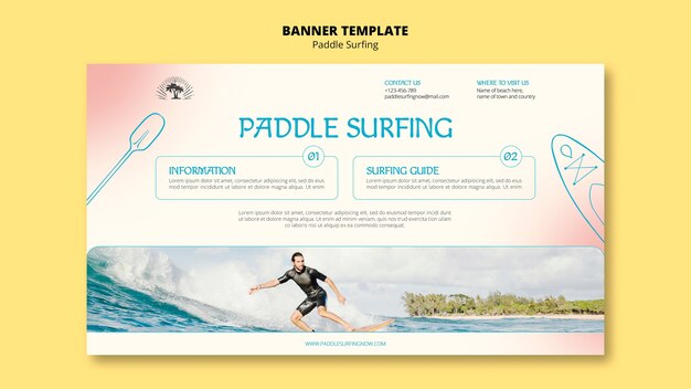 Paddle surf horizontal banner template