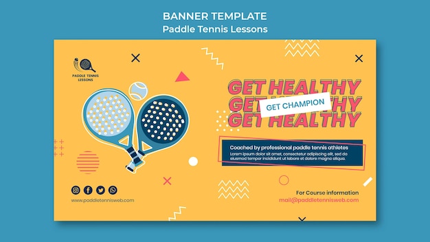 Paddle tennis lessons banner template