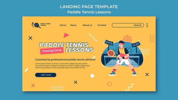 Paddle tennis lessons landing page template