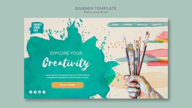 Free PSD paint brushes and colours banner