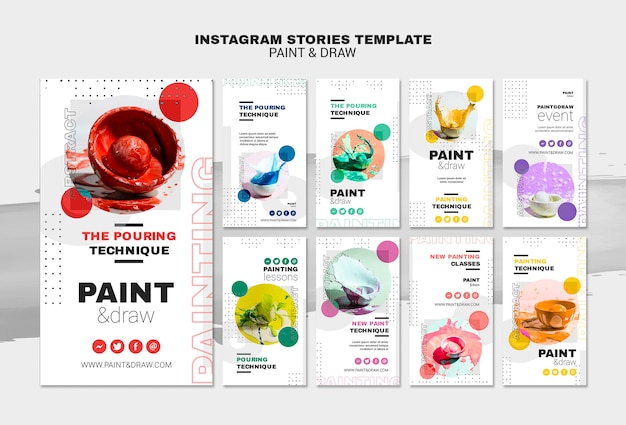 Free PSD paint concept instagram stories template  template