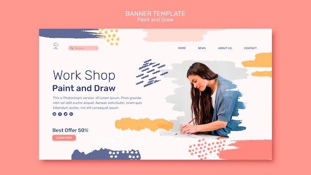 Paint & draw concept banner template