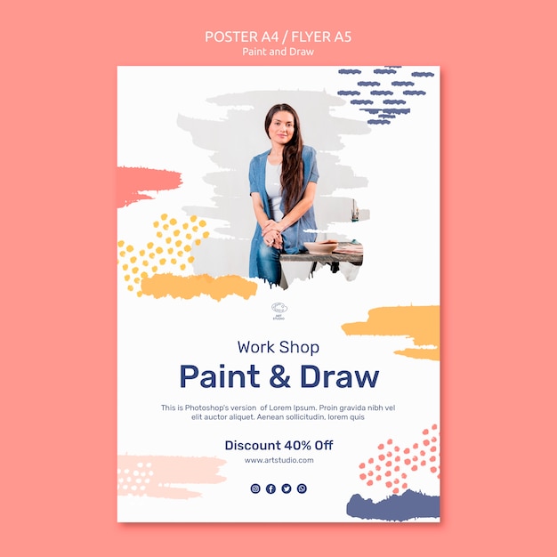 Free PSD paint & draw concept flyer template