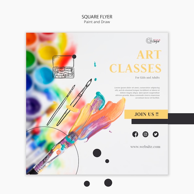 Paint and draw square flyer template