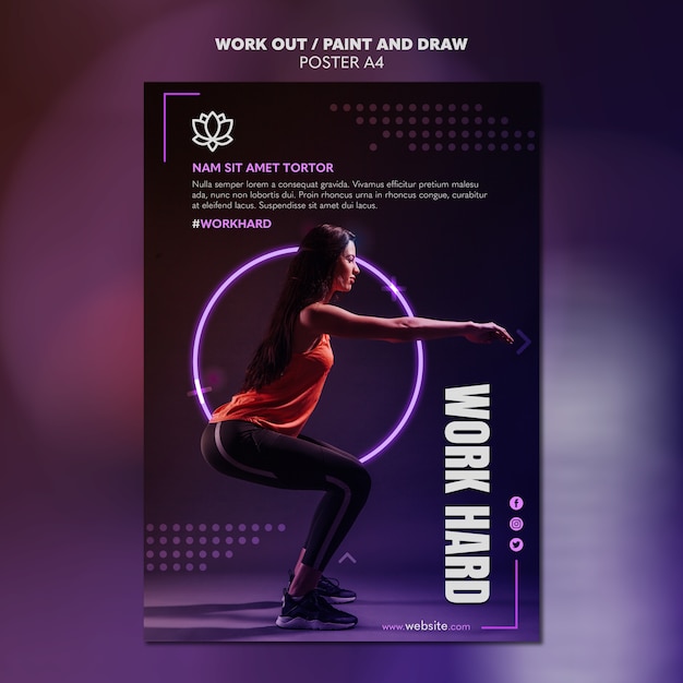 Paint and draw work out poster template design