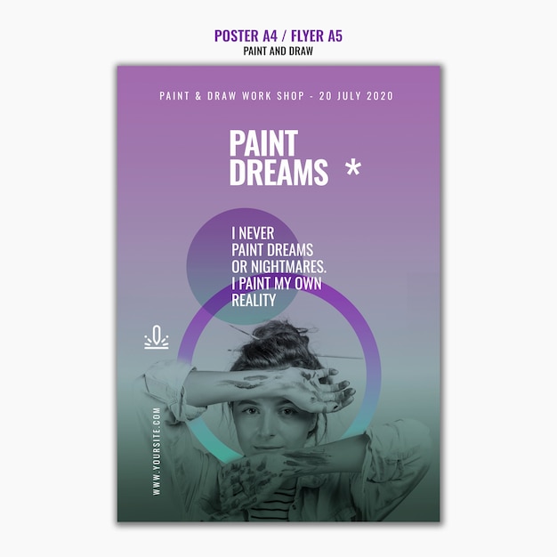 Paint dreams poster template with photo