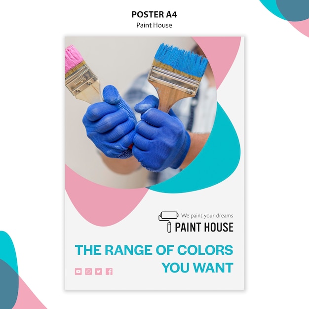 Free PSD paint house concept poster template