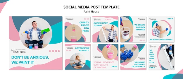 Paint house concept social media post template