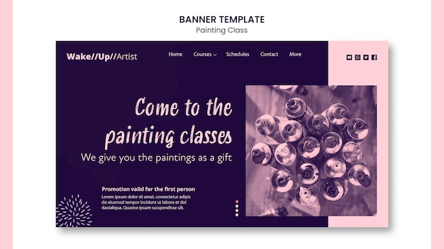 Free PSD painting class banner template