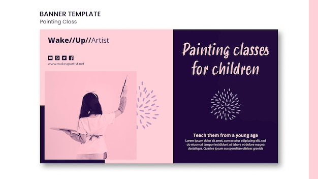 Free PSD painting class banner template