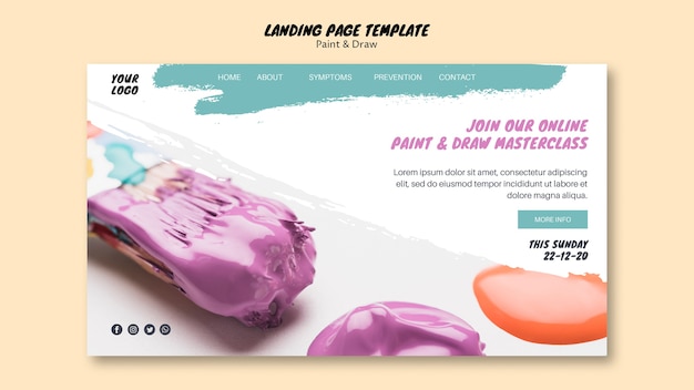 Free PSD painting class landing page