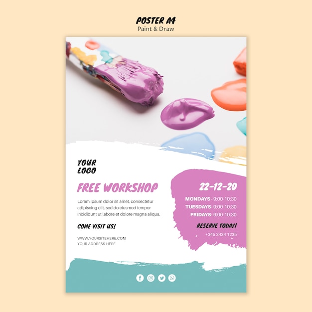 Free PSD painting class poster design