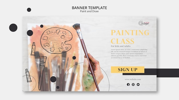 Free PSD painting classes for kids and adults banner template