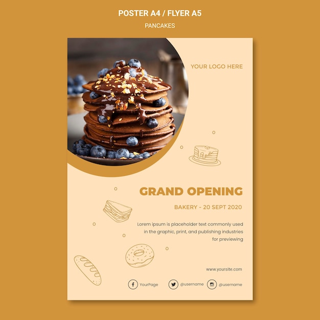 Pancakes restaurant flyer template