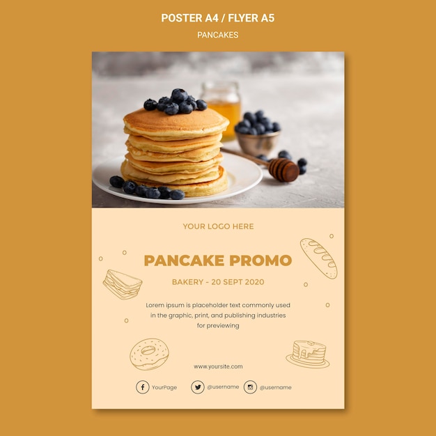 Pancakes restaurant poster template