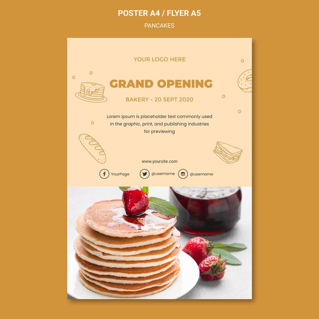 Pancakes restaurant poster template